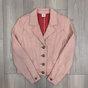 Cabi Amelia Button Up Bomber Jacket Size Medium Red Pink Soft 5301